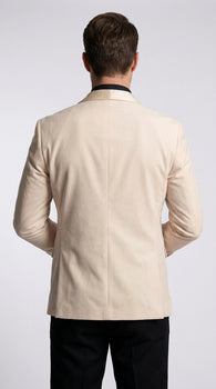 Men’s Champagne Tuxedo Dinner Jacket with Black Pants – Shawl Lapel Wedding, Prom and Formal Blazer