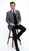 Men’s Big and Tall Charcoal Gray and Black Plaid Blazer – Grey Checker Windowpane Sport Coat