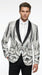 Men’s White and Black Patterned Tuxedo Blazer – Luxury Designer Dinner Jacket for Wedding, Prom and Formal Events New Year Christmas Holiday