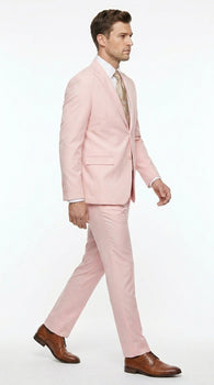 Men’s Light Pink 2 Piece Suit, Formal Dress Suit for Weddings, Prom, Parties, Summer Events Slim Fitted By Vitali