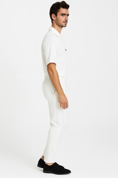 Men’s White Lace-Up Renaissance Shirt – Linen Fabric Short Sleeve Casual Pirate Peasant Top