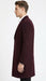 Men’s Burgundy Mid-Length Overcoat – Classic Fit Wool Blend Dress Coat Three Quarter Carcoat Topcoat