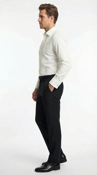Men’s Ivory Cream Off White  Pleated Tuxedo Dress Shirt | French Cuff Formal Wedding Shirt