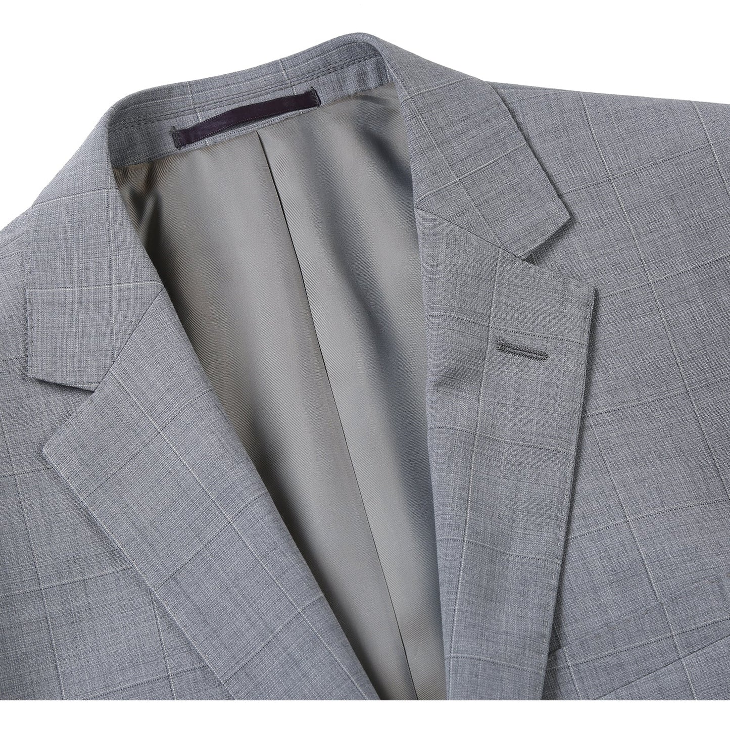 564-1 Men's Classic Fit Wool Blend Stretch Checked Suit - Image 3