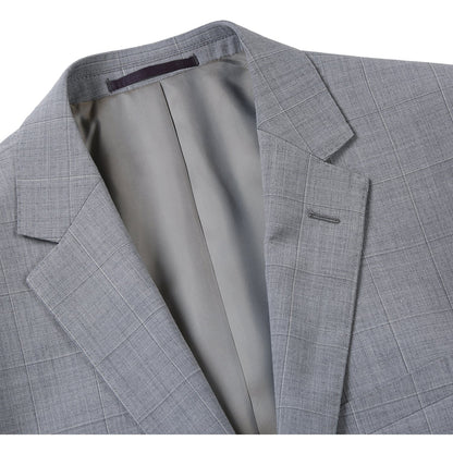 564-1 Men's Classic Fit Wool Blend Stretch Checked Suit - Image 3