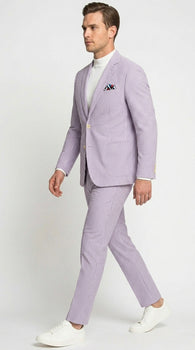 Men’s Lavender Seersucker 2 Piece Suit, Lightweight Summer Blazer and Pants Set for Weddings, Parties, Prom, and summer fabric