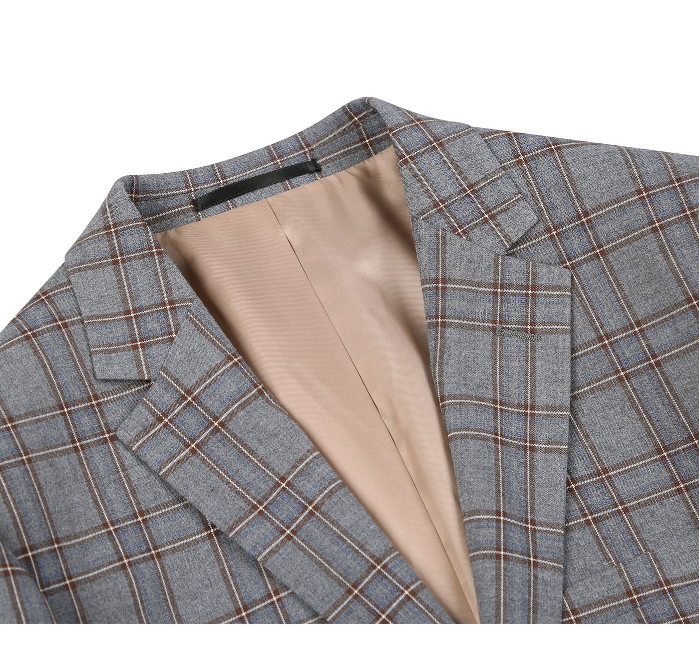 293-7 Men's Two Piece Slim Fit Stretch Windowpane Check Dress Suit - Image 3