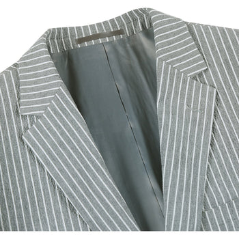611-1 Men's Slim Fit Notch Lapels Gray Stripe Cotton Suits - Image 3