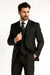 Men's 3 Piece Black On Black Shadow Stripe Tone on Tone Stripe ~ Pinstripe  Pattern  Italian Design Suit