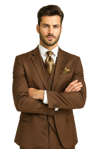 3 Piece Mocca Fitted Suit 
