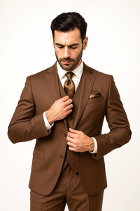 3 Piece Mocca Fitted Suit 