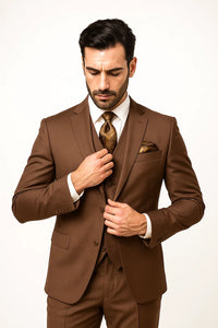 3 Piece Mocca Fitted Suit 