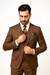 2 Button 3 Piece Mocca Fitted Suit Copper~Rust~Cognac
