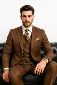 3 Piece Mocca Fitted Suit 
