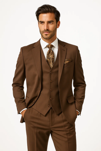 3 Piece Mocca Fitted Suit 