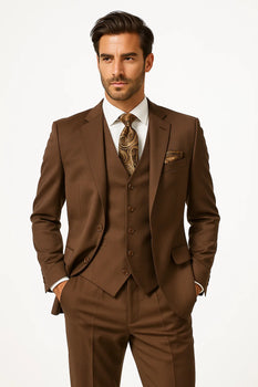 3 Piece Mocca Fitted Suit 