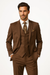 2 Button 3 Piece Mocca Fitted Suit Copper~Rust~Cognac