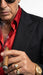 Tony Montana’s Black Blazer with Red Sateen Shirt – Men’s Black Formal Blazer and Red Satin Style Shirt Outfit for Party, Wedding and Vintage Wear