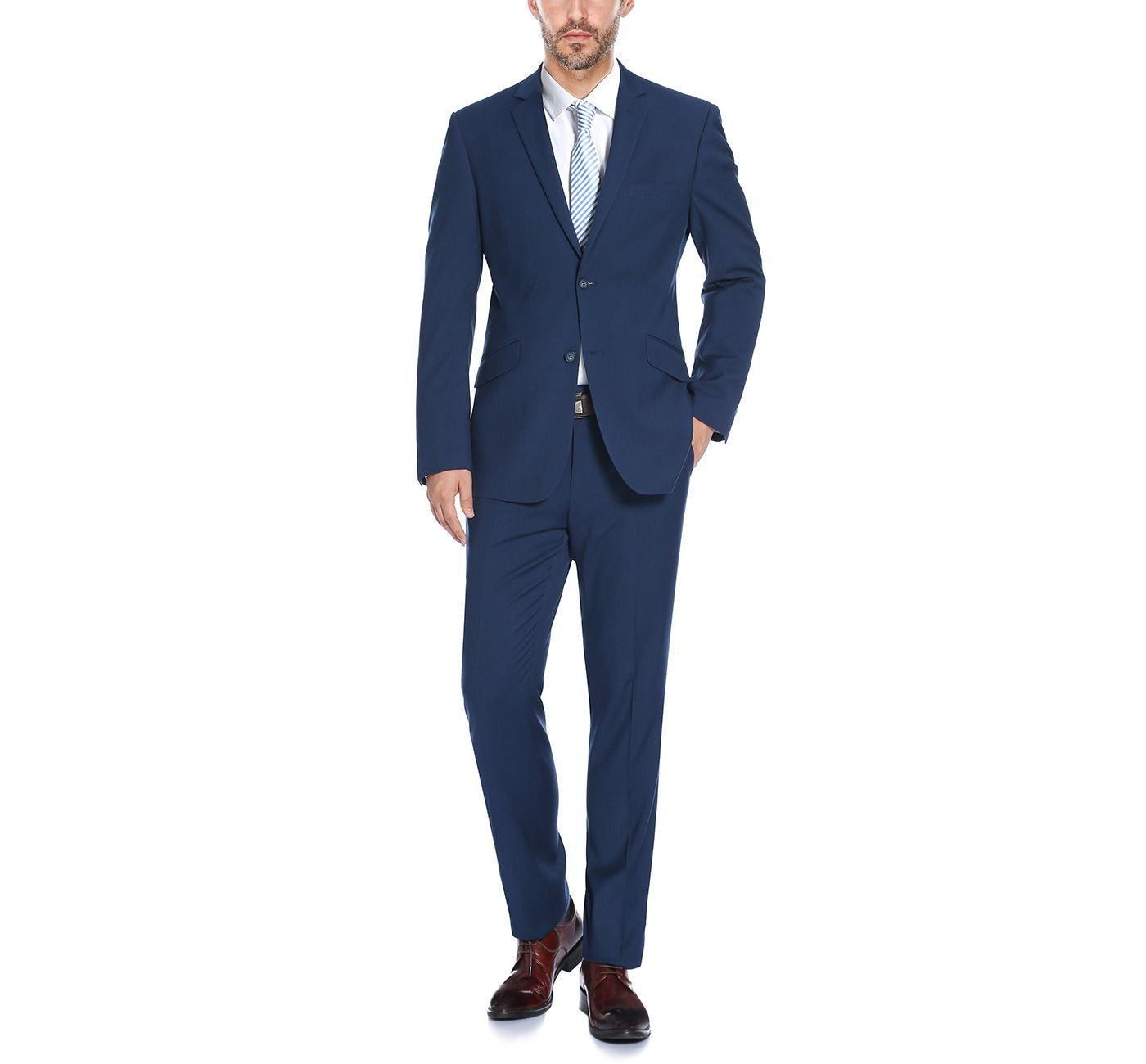 Renoi Designer Suit 2110-19 Men's Slim Fit Solid Stretch 2-Piece Suit