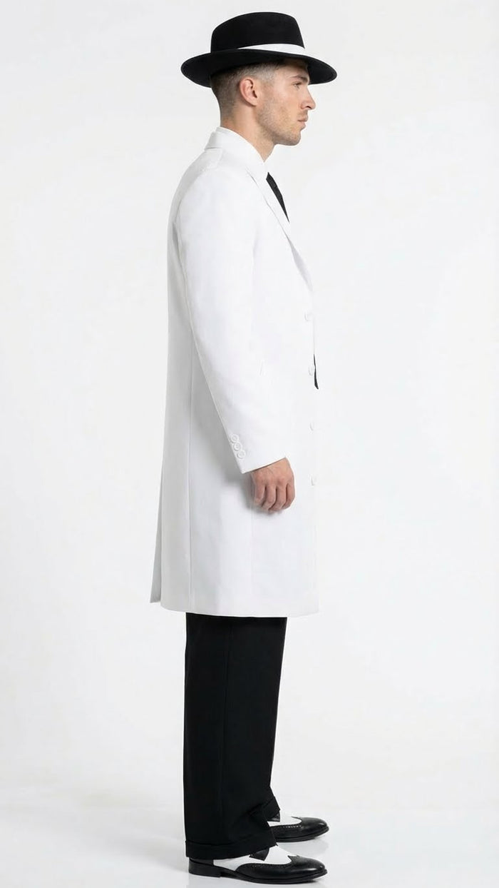 Men’s White Zoot Suit Gangster Style Outfit –  White Jacket + Vest + Pants + Shirt & Tie  Combo Package