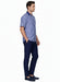 Men’s Blue and White Vertical Stripe Short Sleeve Shirt Set – Casual Summer Two-Piece Outfit  With Walking Suit Plus Matching Pants