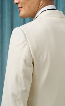 Mens Ivory Dinner Jacket  - Cream Wedding Tuxedo Jacket in Off White Blazer Shawl Collar Double breasted - Image 3