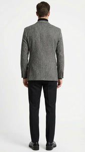 Men’s Grey Tweed Herringbone Sport Coat - Gray Mens Blazer Suit Jacket