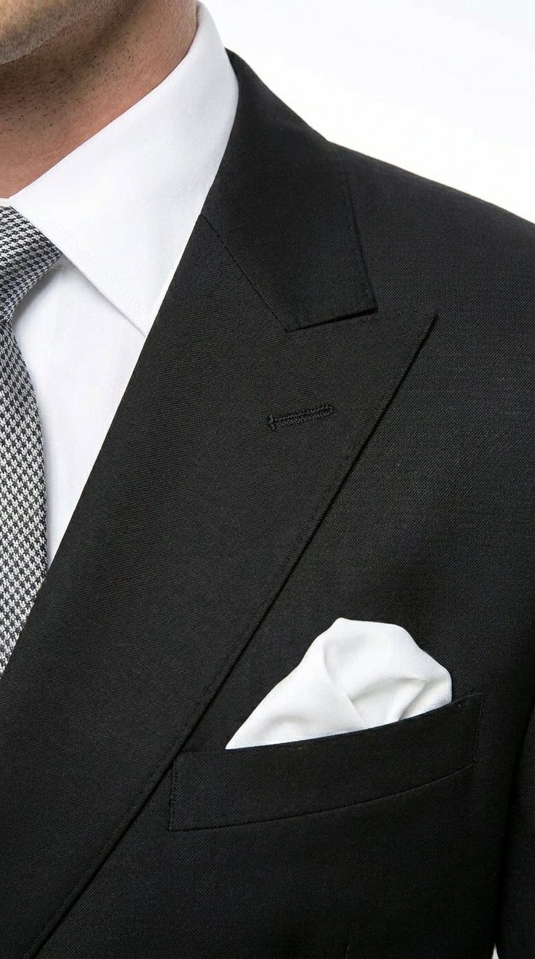 Statement Confidence Men'S Black Double Breasted Wool Italian Design Suit
