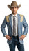 Men’s Steel - Light Blue and Bone Color Western Cowboy Blazer – Shiny Country Style Dress Jacket for Rodeo Saco De Hombre Vaquero