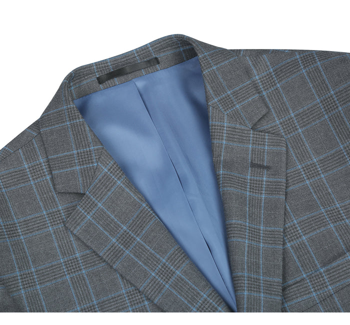 293-5 Men's Two Piece Classic Fit Windowpane Check Dress Suit - Image 3