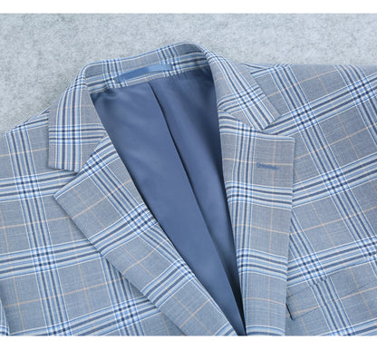 293-3 Men's 2-Piece Slim Fit Notch Lapel Stretch Windowpane Suit - Image 4
