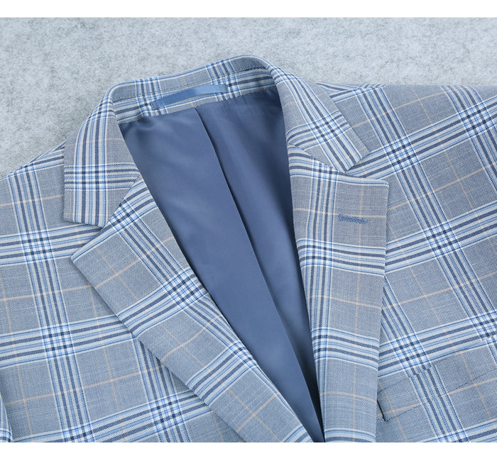 293-3 Men's 2-Piece Slim Fit Notch Lapel Stretch Windowpane Suit - Image 4