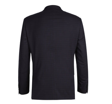293-13 Men's Classic Fit Single Breasted Black Micro Check Notch Lapel Suits - Image 3
