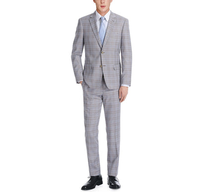 292-7 Men's Slim Fit 2-Piece Single Breasted Check Dress Suit - Image 3