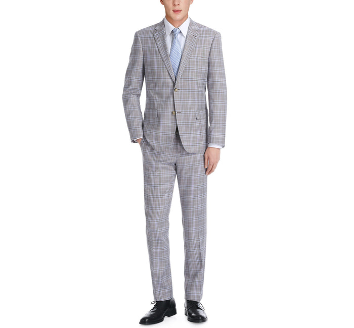 292-7 Men's Slim Fit 2-Piece Single Breasted Check Dress Suit - Image 3