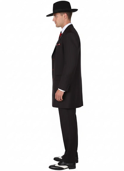 Mens Black and Red Pinstripe Zoot Suit – 1920s Gangster Vintage 3-Piece Suit for Formal, Prom, and Themed Events - Image 5