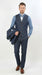Men’s Pleated Pants Dark Blue Denim 3 Piece Suit – 100% Cotton Formal Suit Set, Blazer Vest Pants Outfit Classic Fit Athletic Fit Lose Fit
