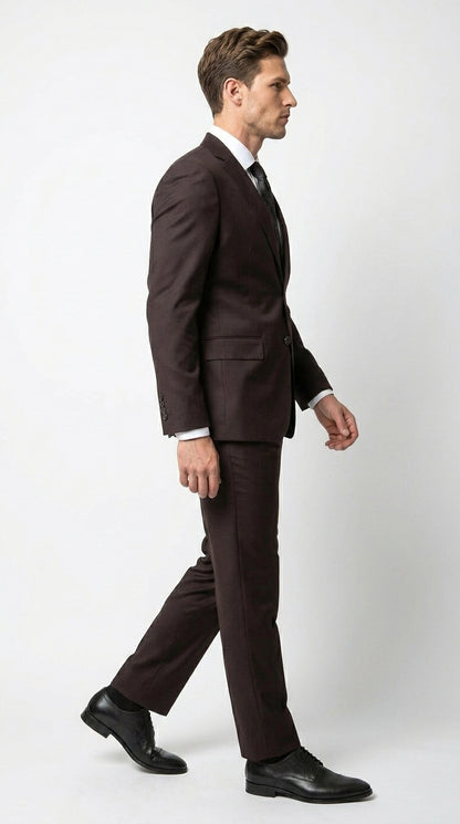 Men’s Tiglio Italian Brown Suit with Two Button Blazer and Matching Pants, Formal Business Wedding Suit