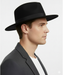 Men’s Black Wide Brim Fedora Hat – Classic Wool Felt Dress Hat with Matching Black Band