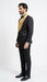 Men’s Black and Gold Jacquard Tuxedo Suit – Luxury Slim Fit Formal Wedding, Prom, and Gala Outfit