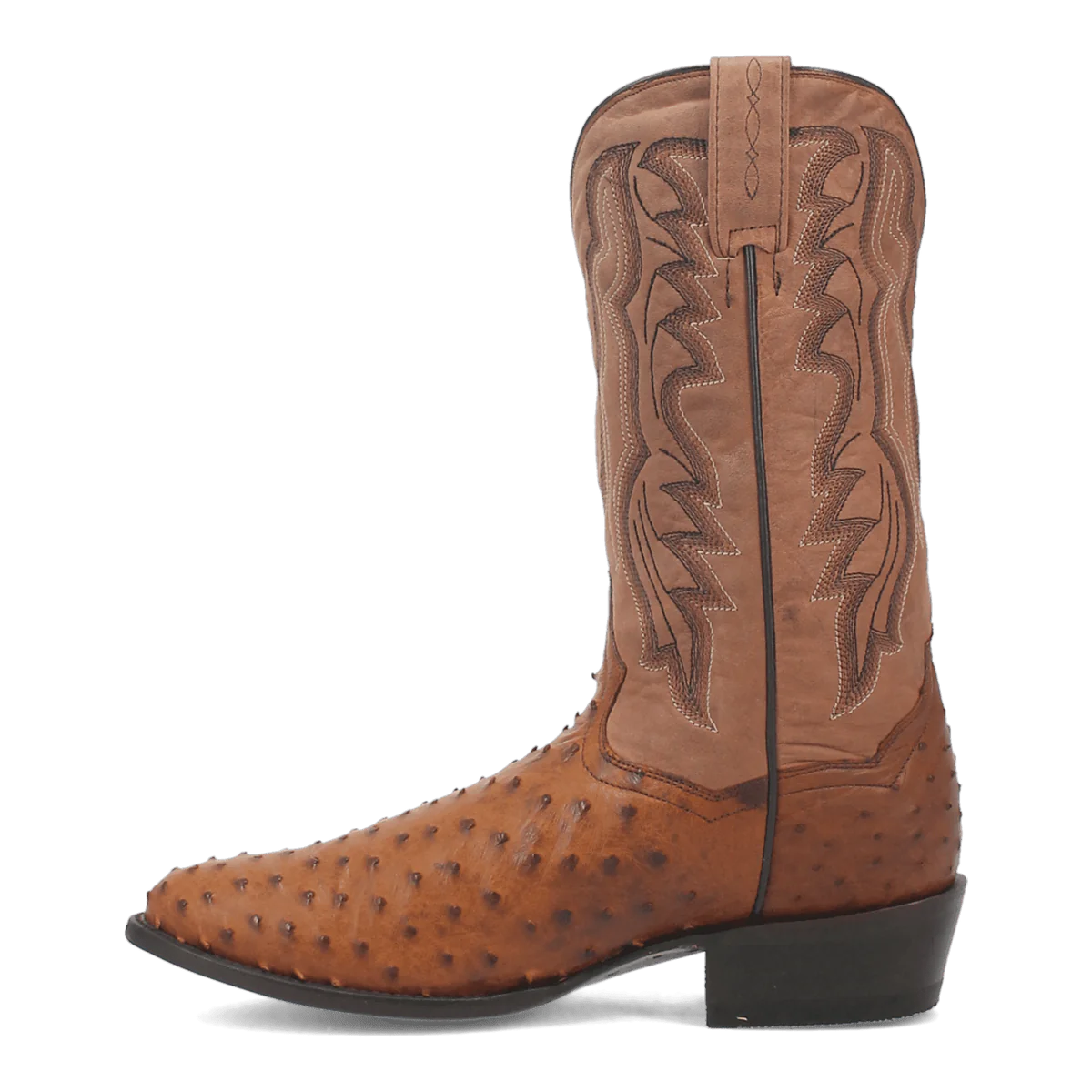 Dan Post Men's Tempe Full Quill Ostrich Round Toe Boots - Saddlebrown - Image 3