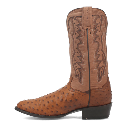 Dan Post Men's Tempe Full Quill Ostrich Round Toe Boots - Saddlebrown - Image 3