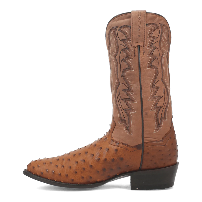 Dan Post Men's Tempe Full Quill Ostrich Round Toe Boots - Saddlebrown - Image 3