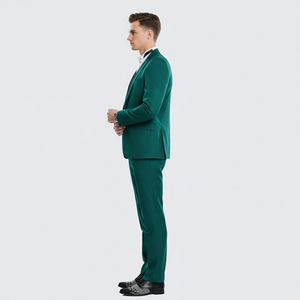 Men’s Emerald Green Textured 3-Piece Suit – Polk Dot Pattern Formal Wedding, Prom, and Evening Wear Outfit