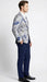 Men’s Navy Blue and Gray Paisley Print Blazer – Prom Jacket for Formal, Party, and Evening Wear