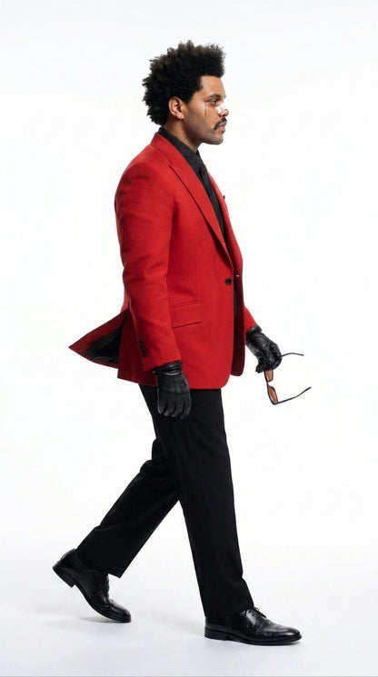 Men’s Red Blazer with Black Pants – Celebrity Inspired Wedding, Prom & Party Suit