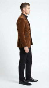 Brown Tuxedo Velvet Blazer for Men | Classic Formal Party and Evening Wear Dinner Jacket - Image 3