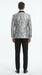 Mens Black and Silver Floral Tuxedo – Luxury Patterned Wedding, Prom and Formal Dinner Tuxedo