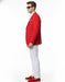 Mens Red Blazer and White Pants Set – Stylish Casual Dress Outfit For New Year Holiday and Christmas Suit