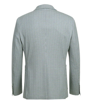 Half Canvas Slim Fit Blazer in Sage Blue Check - Image 3